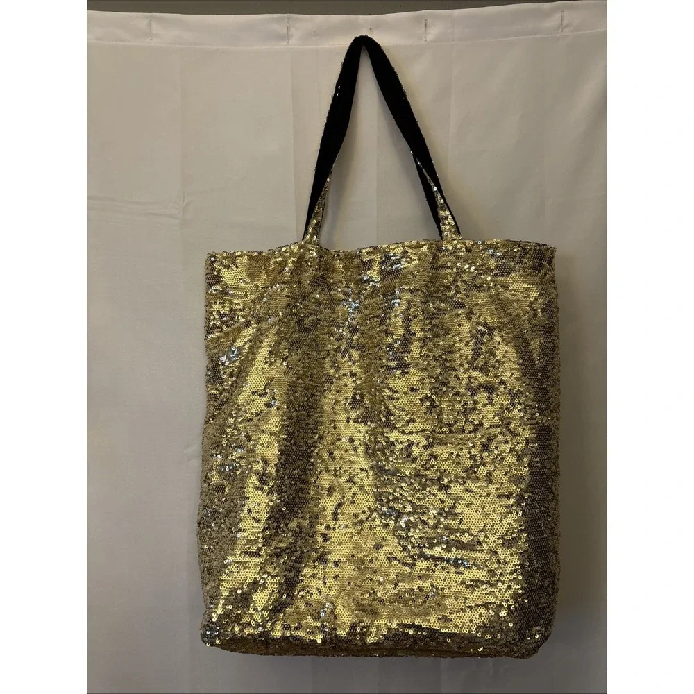 Victoria Secret‎ Gold Sequins Angel Wing tote bag Reversible NWOT